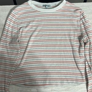 Charlotte Russe pink & white striped long sleeve - $5